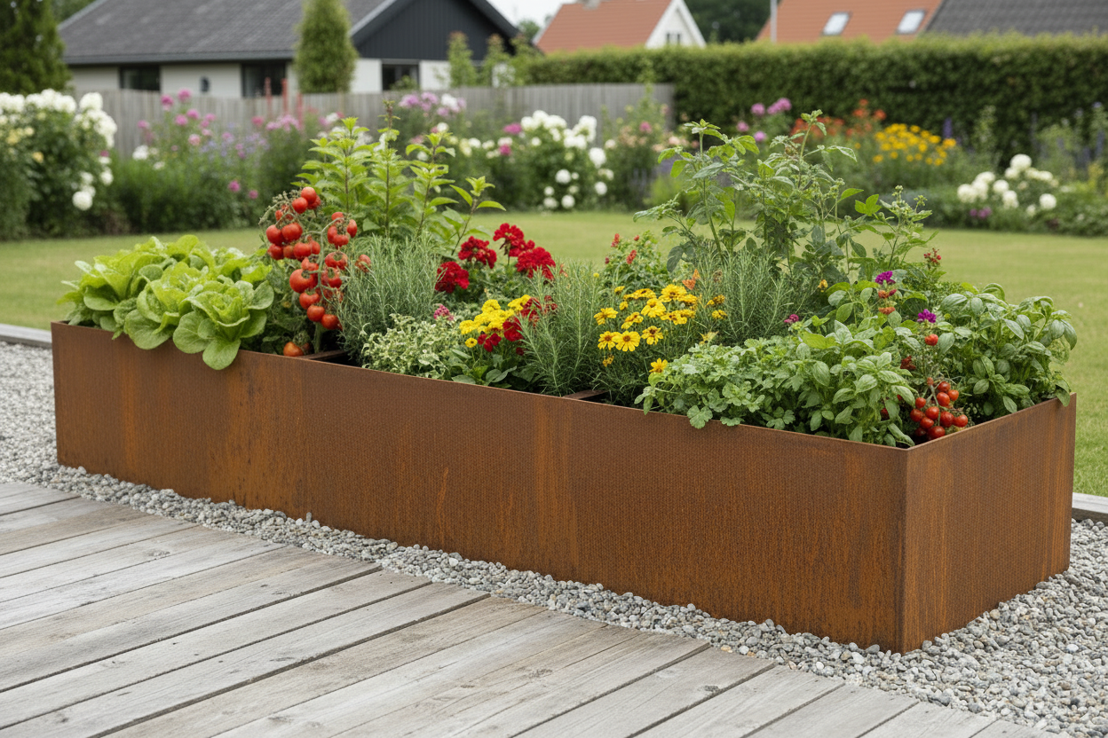 Højbed 415×115×50 cm i corten