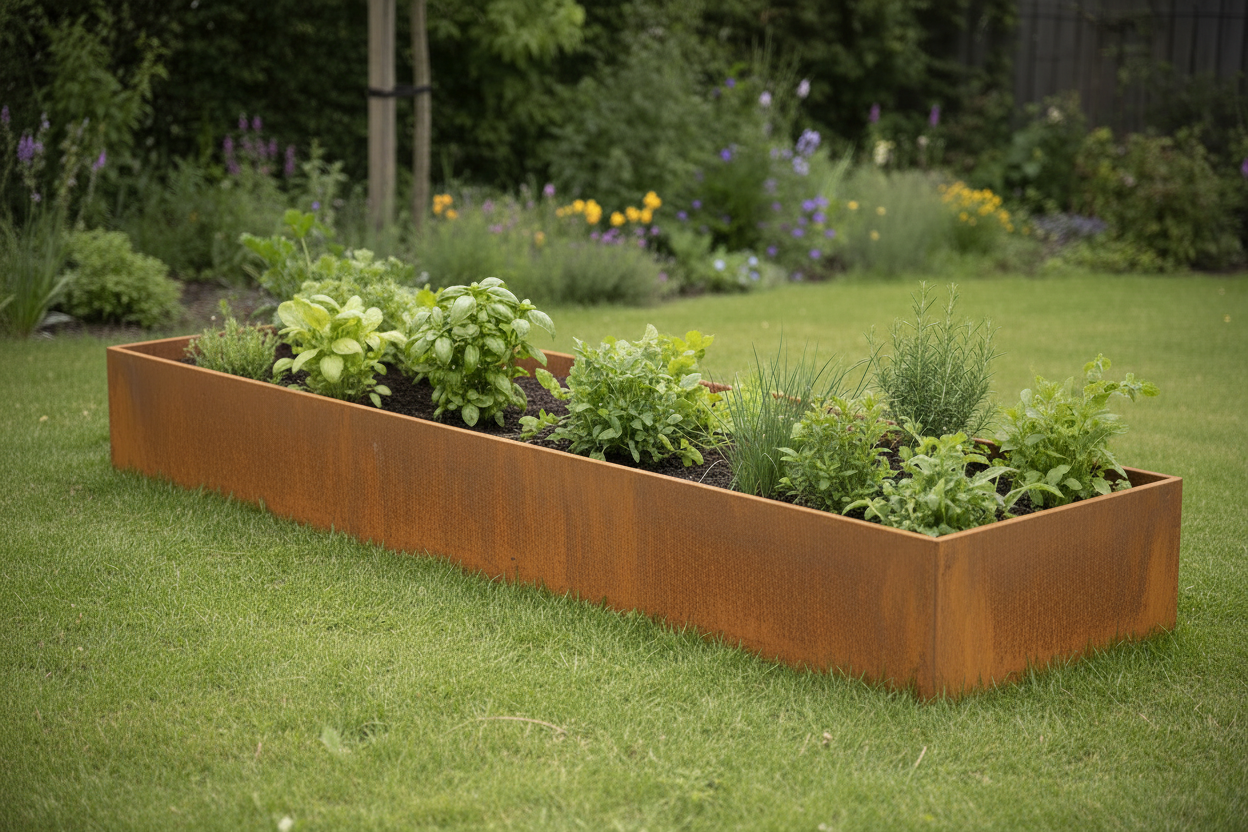 Højbed 415×84×50 cm i corten