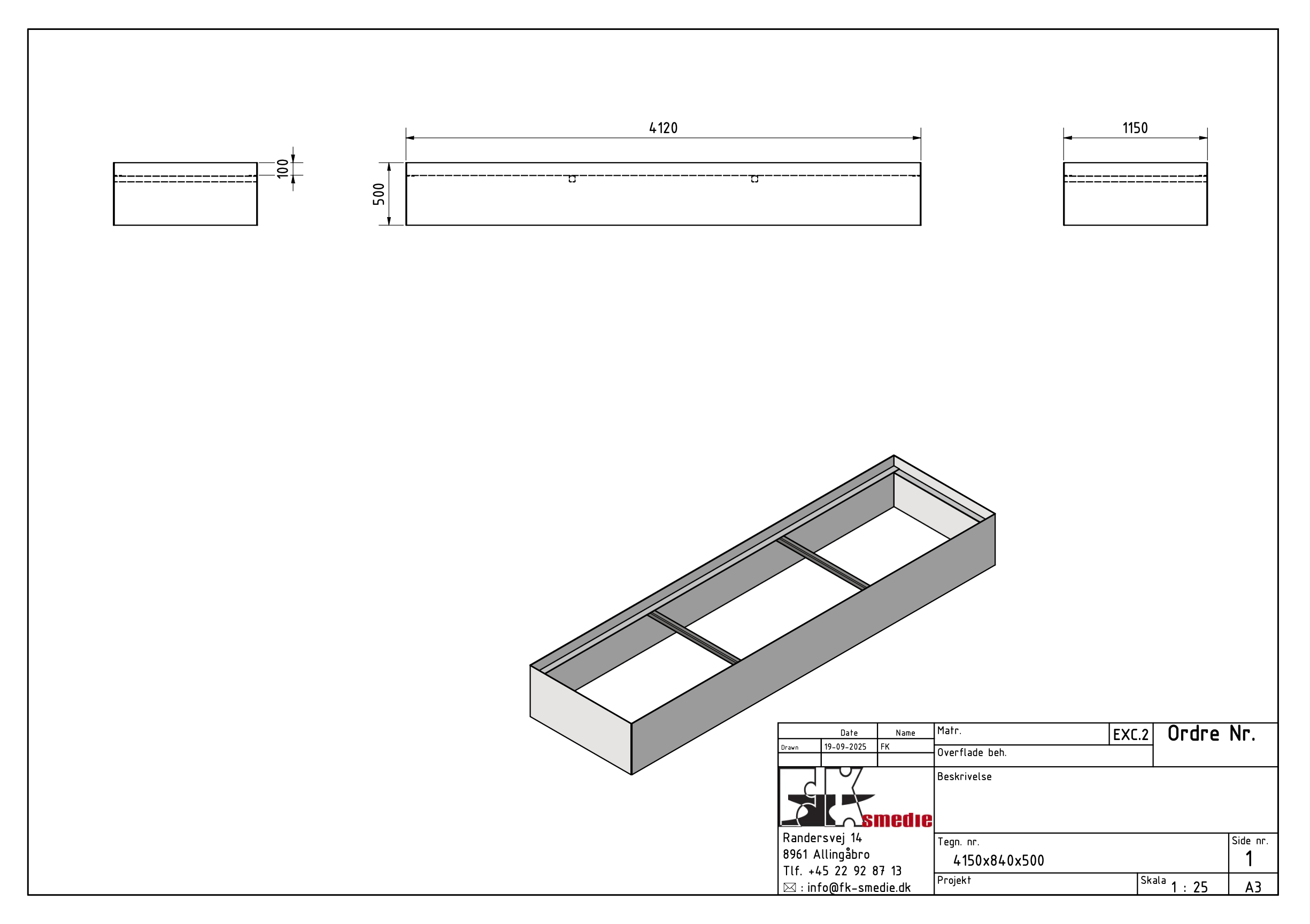 Højbed 415×84×50 cm i corten
