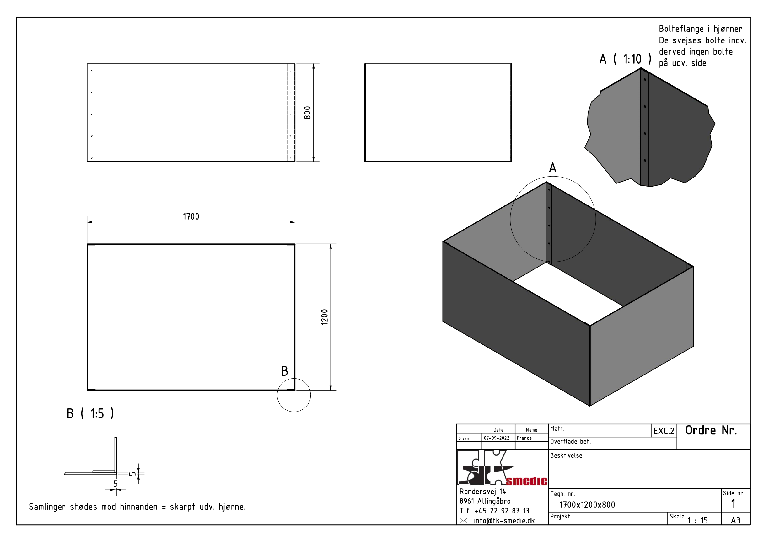 Højbed 170×120×80 cm i corten